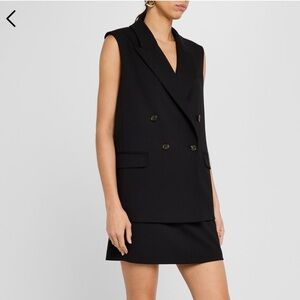 Black Blazer Dress/ vest Peak lapel double-breasted sleeveless blazer size 10